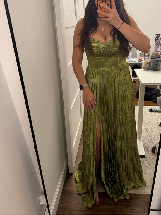Azazie Dresses & Skirts - Green Pleated Gown